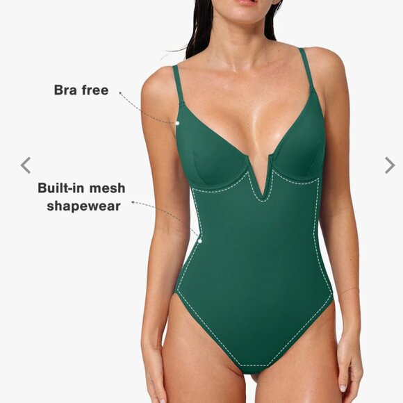 NWT POPILUSH Shapewear Solid Sculpting One-Piece Swimsuit - Picture 3 of 8